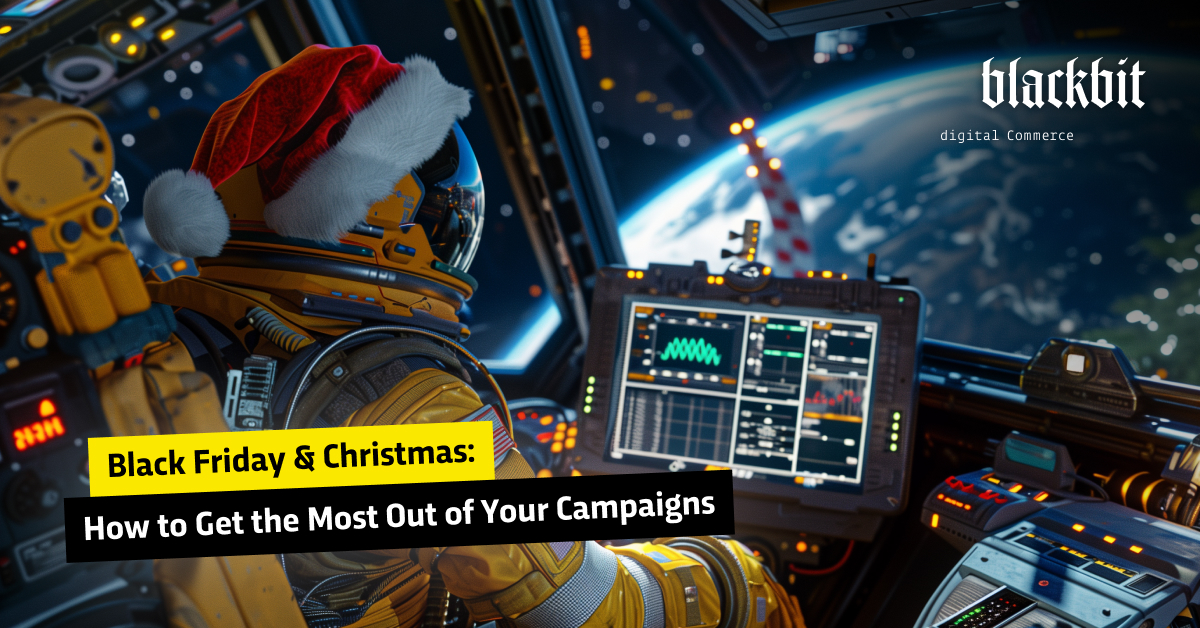 Astronaut with reindeer and sleigh on a planet, Earth visible in the background.