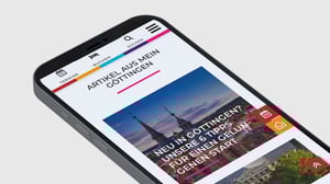 Mobile Ansicht der Landingpage der Göttingen-Tourismus-Website