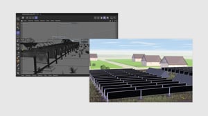Ausschnitt Rendering Gründach mit Solarmodulen