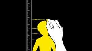 Graphic of stylized child is measured, the growth is visible
