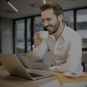 The image visualises a happy HubSpot user