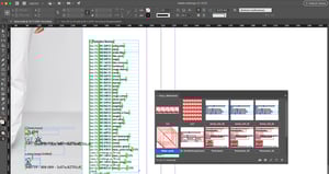 Screenshot of layout modules created with placeholders in the InDesign library