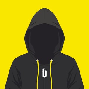 Stylized black outline of a person in a Blackbit hoodie.
